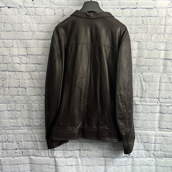Italian Brown Leather Zip Up Jacket‎ Made by  CURGÈ Men size 2XL or EU 64 NWT #8 - Picture 4 of 8